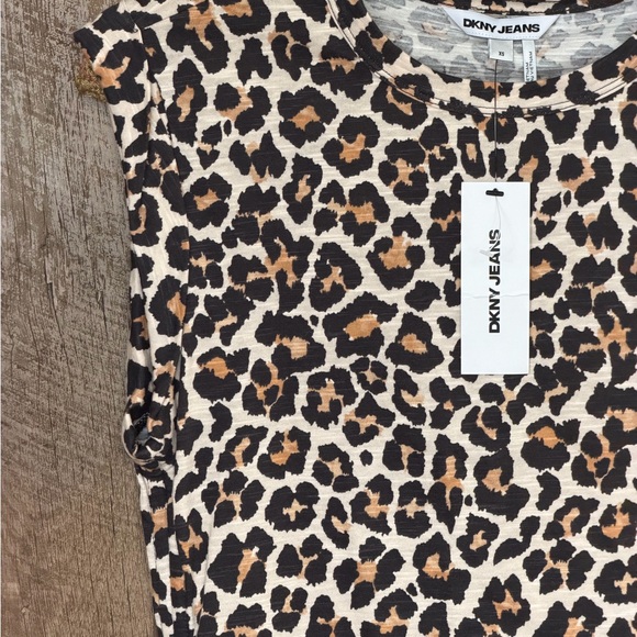 DKNY Black and Brown Leopard Print Muscle Tee - Picture 14 of 16